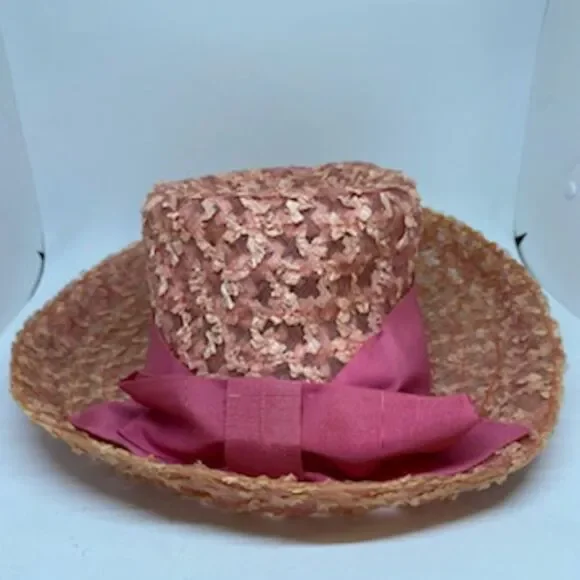 Vintage Union Made Pink Hat with Pink Ribbon - Picture 5 of 8